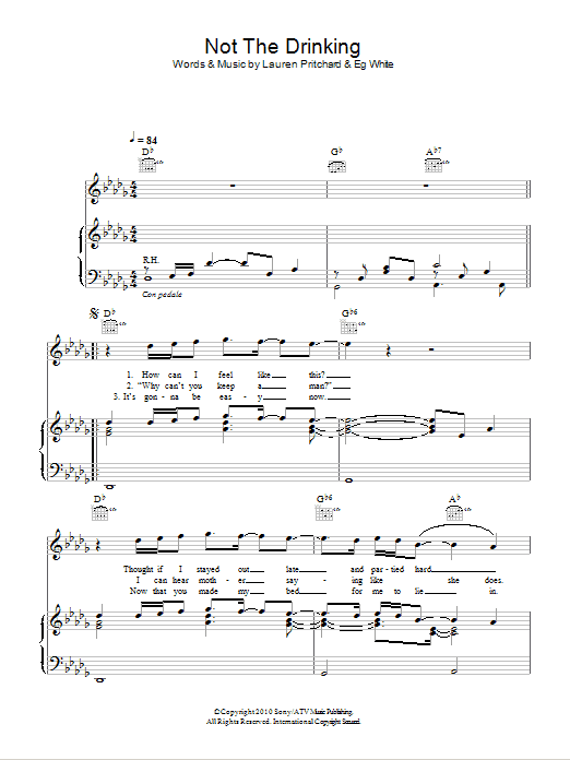 Lauren Pritchard Not The Drinking sheet music notes and chords arranged for Piano, Vocal & Guitar Chords