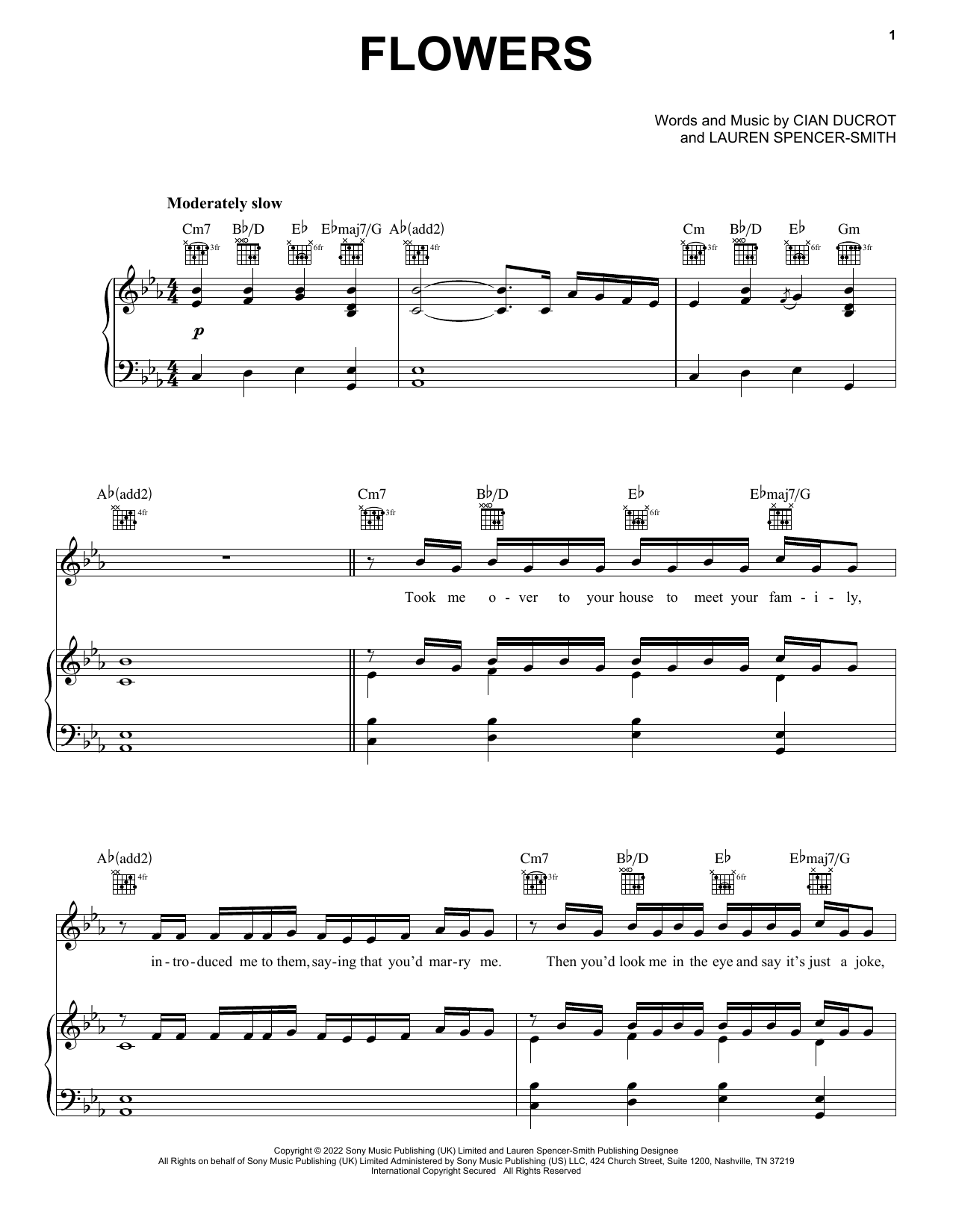 Lauren Spencer-Smith Flowers sheet music notes and chords. Download Printable PDF.