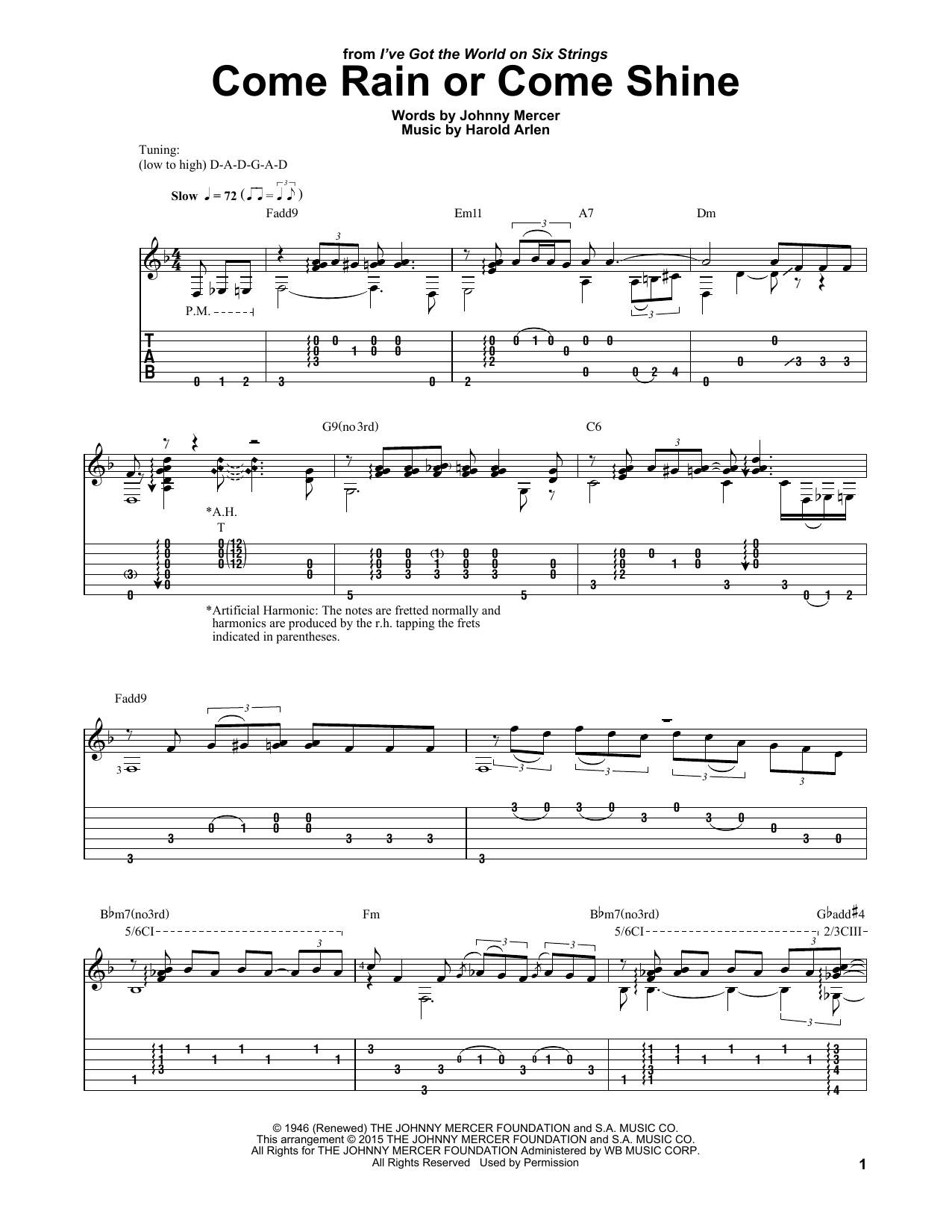 Learn to play Harold Arlen Come Rain Or Come Shine sheet music for Solo Guitar in minutes. Price: 7.8900$ Harold Arlen Come Rain Or Come Shine sheet music notes and chords arranged for Solo Guitar