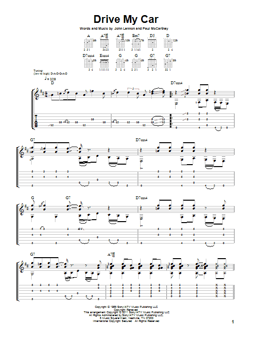 The Beatles Drive My Car sheet music notes and chords. Download Printable PDF.