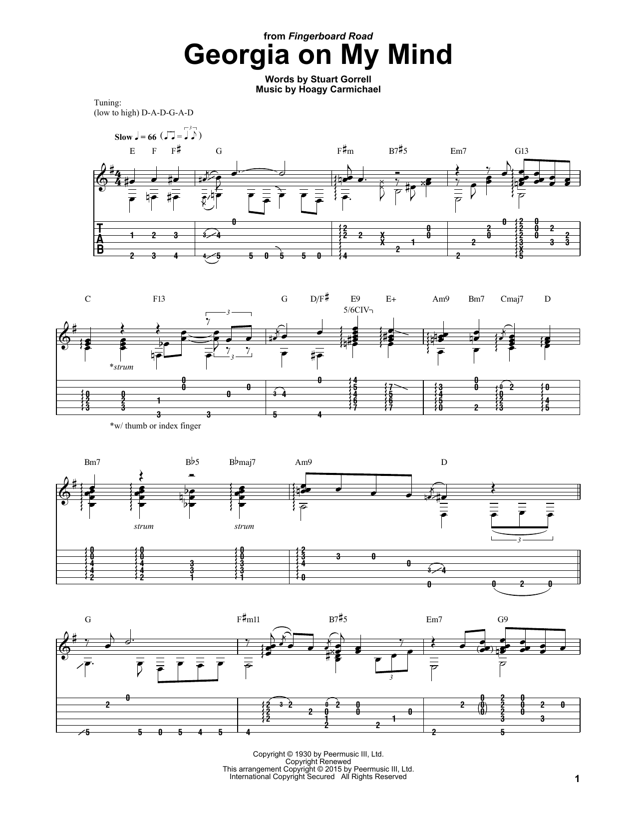 Hoagy Carmichael Georgia On My Mind sheet music notes and chords. Download Printable PDF.