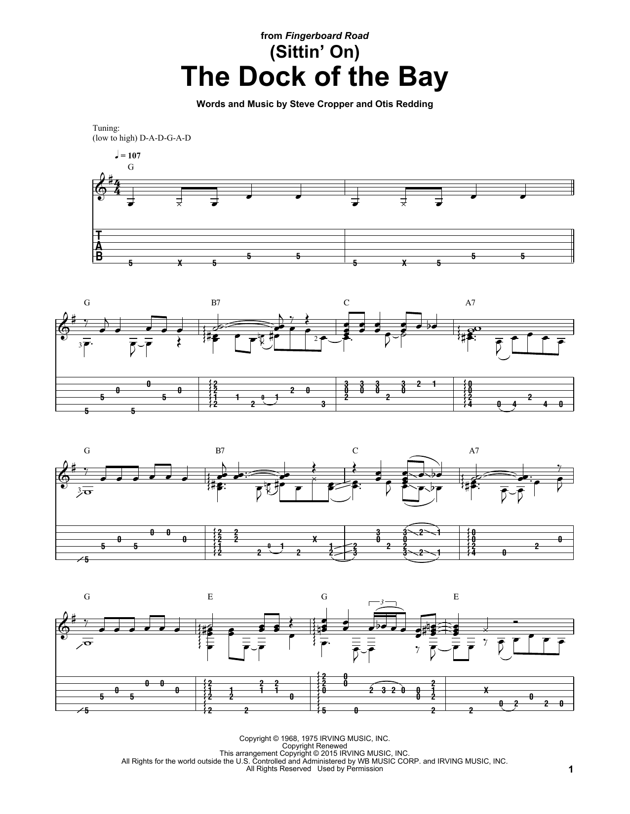 Otis Redding (Sittin' On) The Dock Of The Bay sheet music notes and chords. Download Printable PDF.