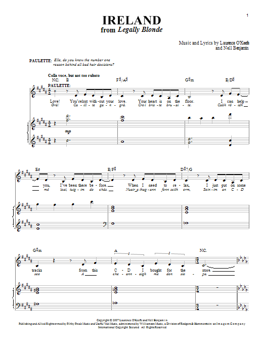 Learn to play Laurence O'Keefe Ireland sheet music for Piano & Vocal in minutes. Price: 7.8900$ Laurence O'Keefe Ireland sheet music notes and chords arranged for Piano & Vocal