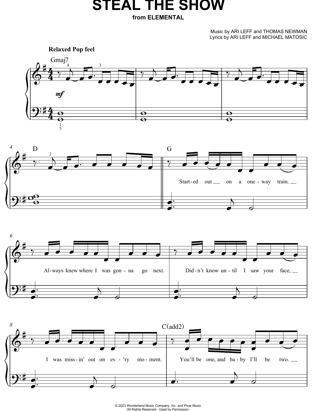 Lauv Steal The Show (from Elemental) sheet music notes and chords. Download Printable PDF.