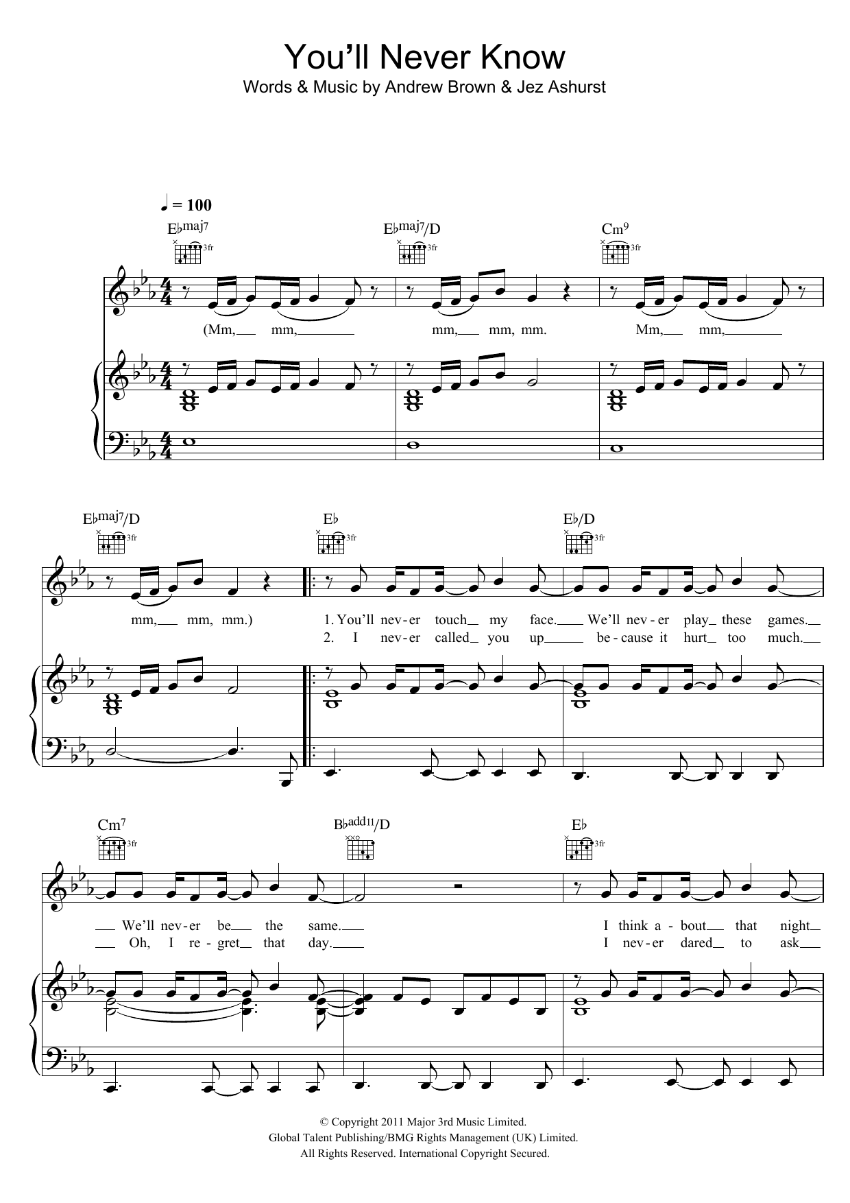 Learn to play Lawson You'll Never Know sheet music for Piano, Vocal & Guitar Chords in minutes. Price: 7.8900$ Lawson You'll Never Know sheet music notes and chords arranged for Piano, Vocal & Guitar Chords
