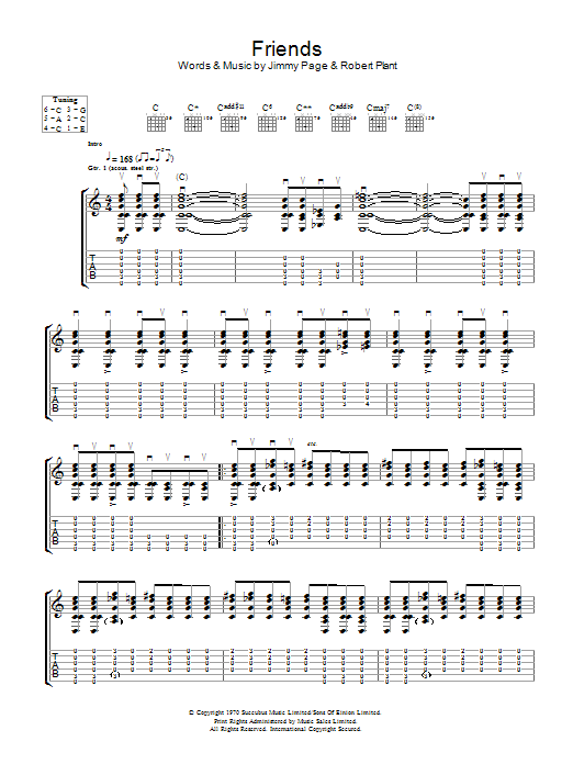 Led Zeppelin Friends sheet music notes and chords. Download Printable PDF.