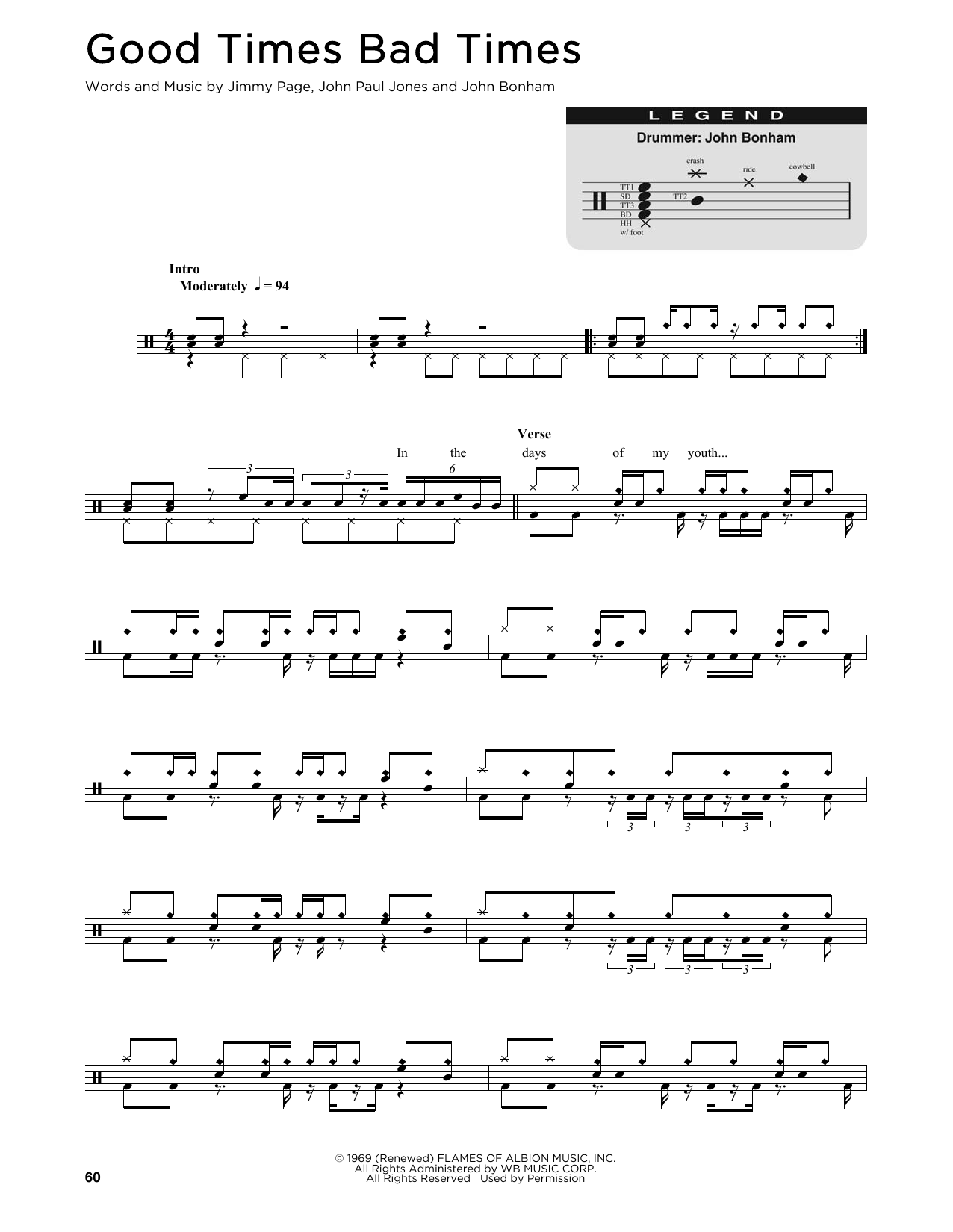 Led Zeppelin Good Times Bad Times sheet music notes and chords arranged for Guitar Tab