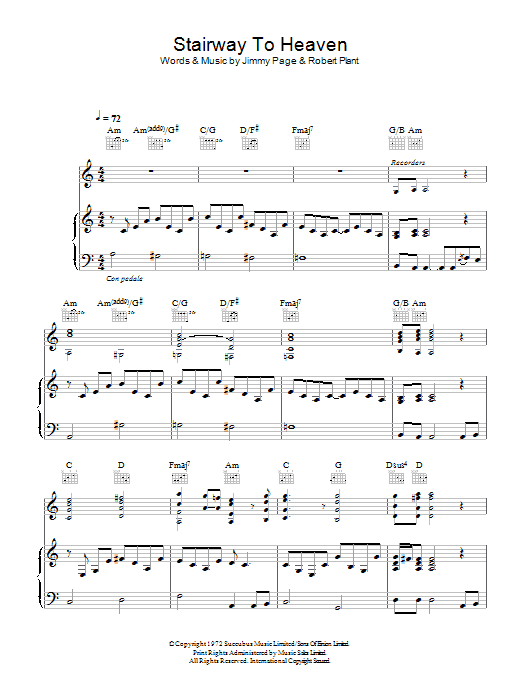 Led Zeppelin Stairway To Heaven sheet music notes and chords arranged for Flute Solo