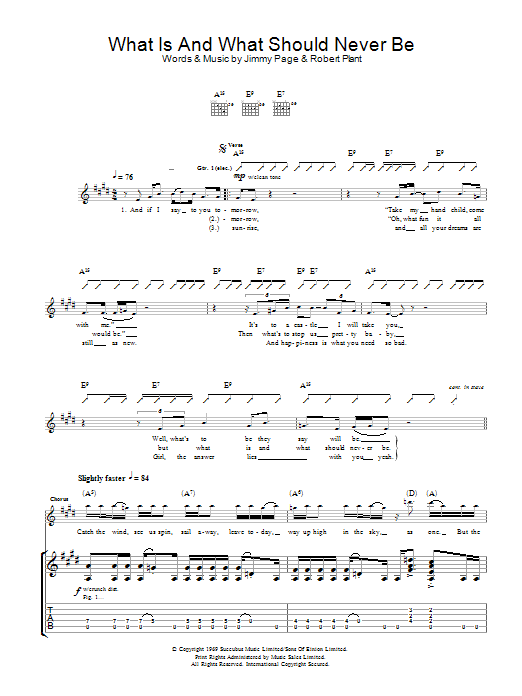 Led Zeppelin What Is And What Should Never Be sheet music notes and chords. Download Printable PDF.