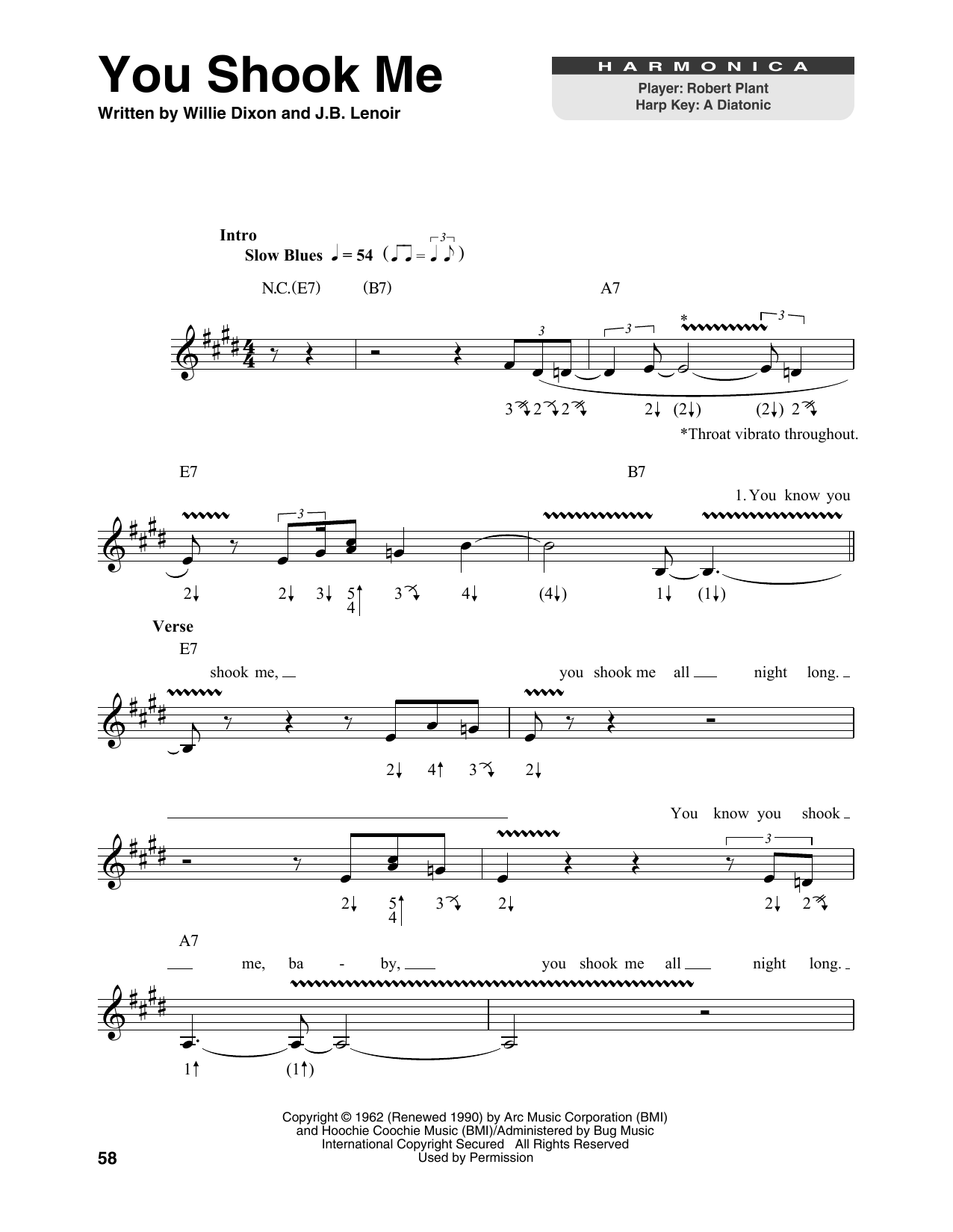 Led Zeppelin You Shook Me sheet music notes and chords arranged for Guitar Tab