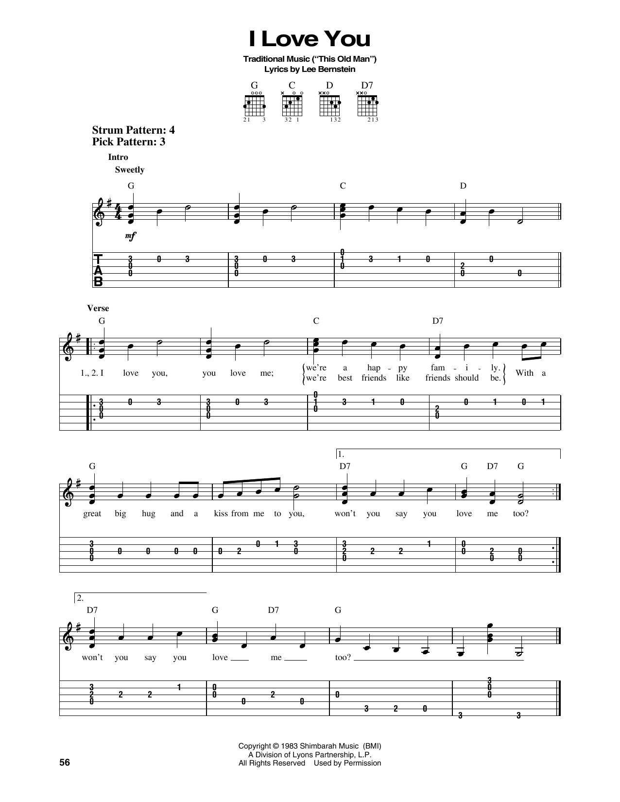 Lee Bernstein I Love You (from Barney) sheet music notes and chords. Download Printable PDF.