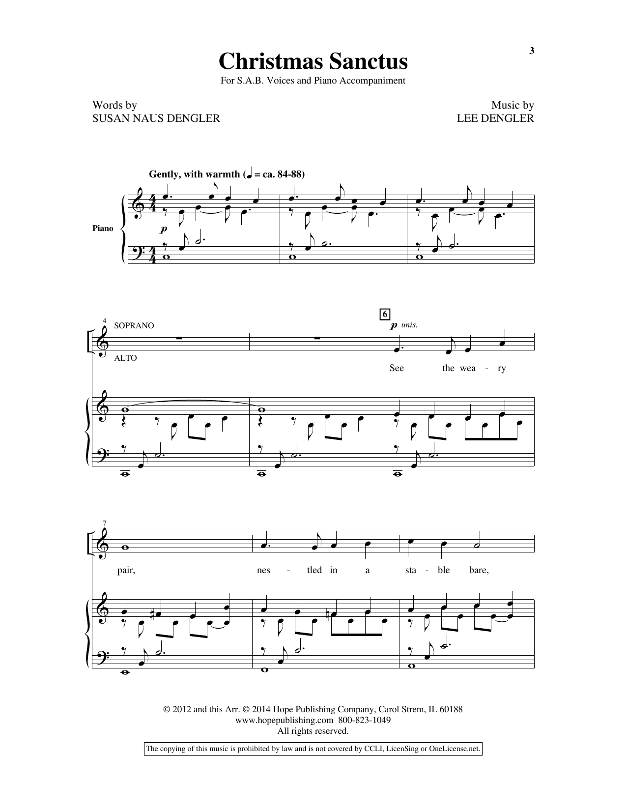 Lee Dengler Christmas Sanctus sheet music notes and chords. Download Printable PDF.