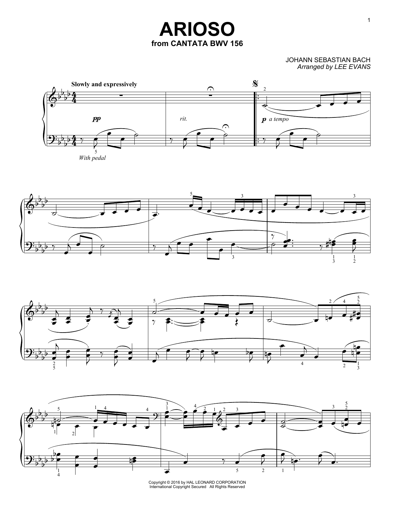 Learn to play Lee Evans Arioso sheet music for Piano Solo in minutes. Price: 7.8900$ Lee Evans Arioso sheet music notes and chords arranged for Piano Solo