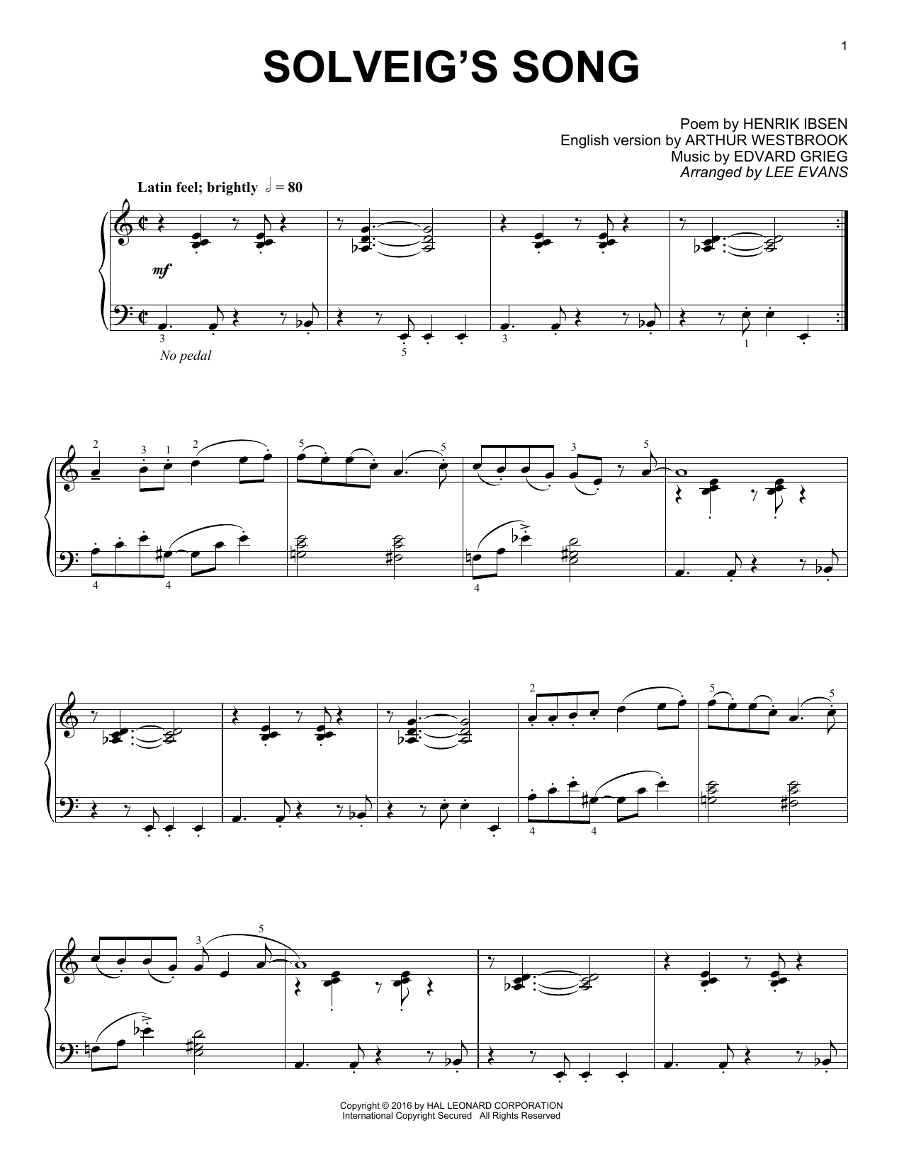 Learn to play Edvard Grieg Solveig's Song sheet music for Piano Solo in minutes. Price: 7.8900$ Edvard Grieg Solveig's Song sheet music notes and chords arranged for Piano Solo