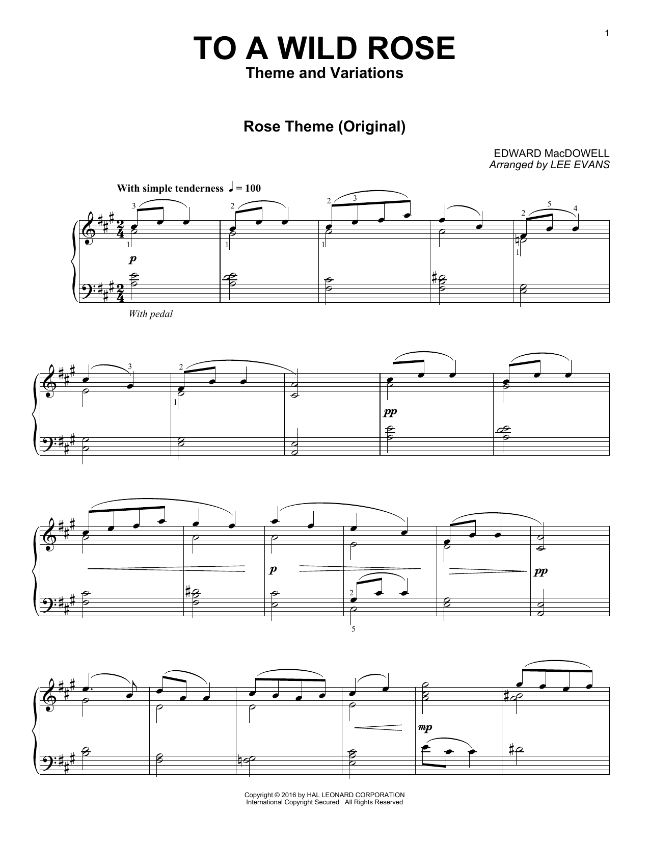 Learn to play Lee Evans To A Wild Rose sheet music for Piano Solo in minutes. Price: 7.8900$ Lee Evans To A Wild Rose sheet music notes and chords arranged for Piano Solo