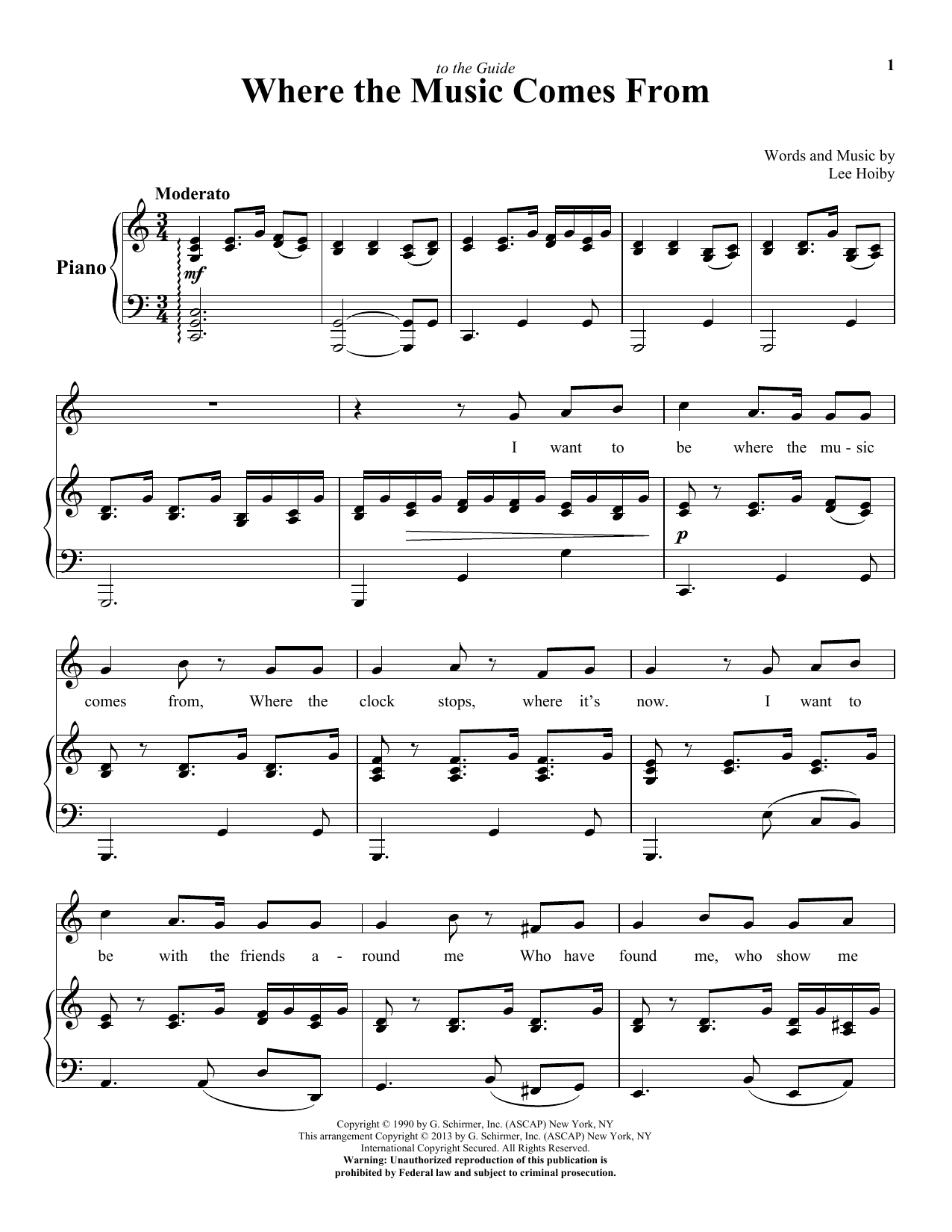 Lee Hoiby Where The Music Comes From sheet music notes and chords. Download Printable PDF.