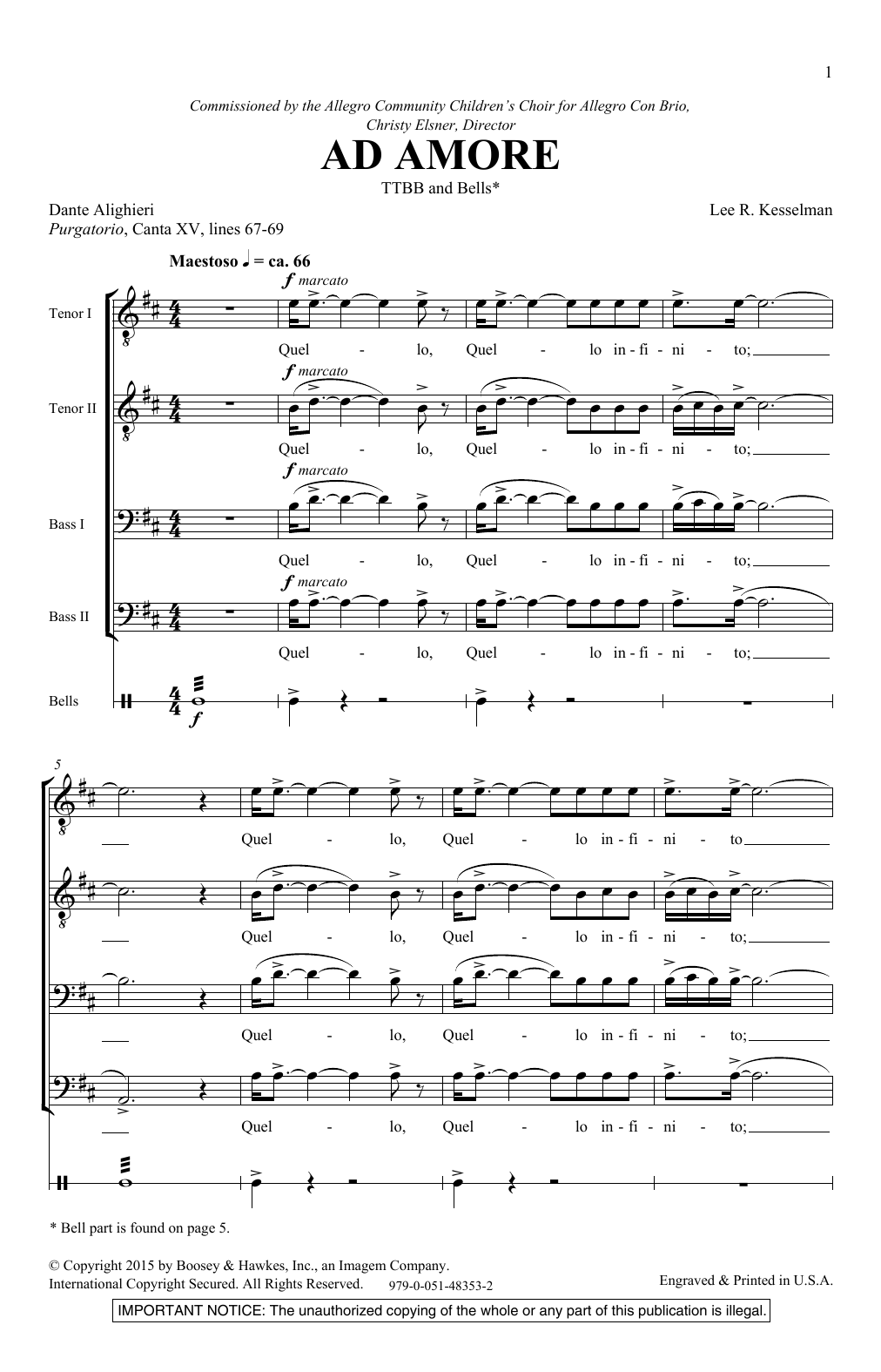 Lee Kesselman Ad Amore sheet music notes and chords arranged for TTBB Choir