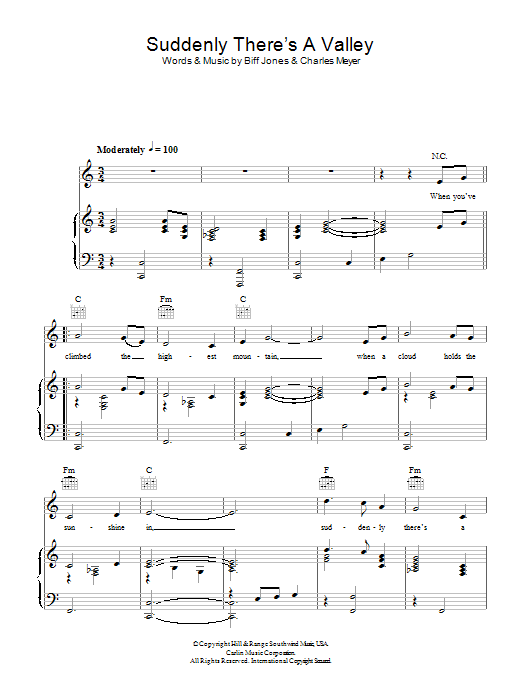 Learn to play Lee Lawrence Suddenly There's A Valley sheet music for Piano, Vocal & Guitar Chords in minutes. Price: 7.8900$ Lee Lawrence Suddenly There's A Valley sheet music notes and chords arranged for Piano, Vocal & Guitar Chords
