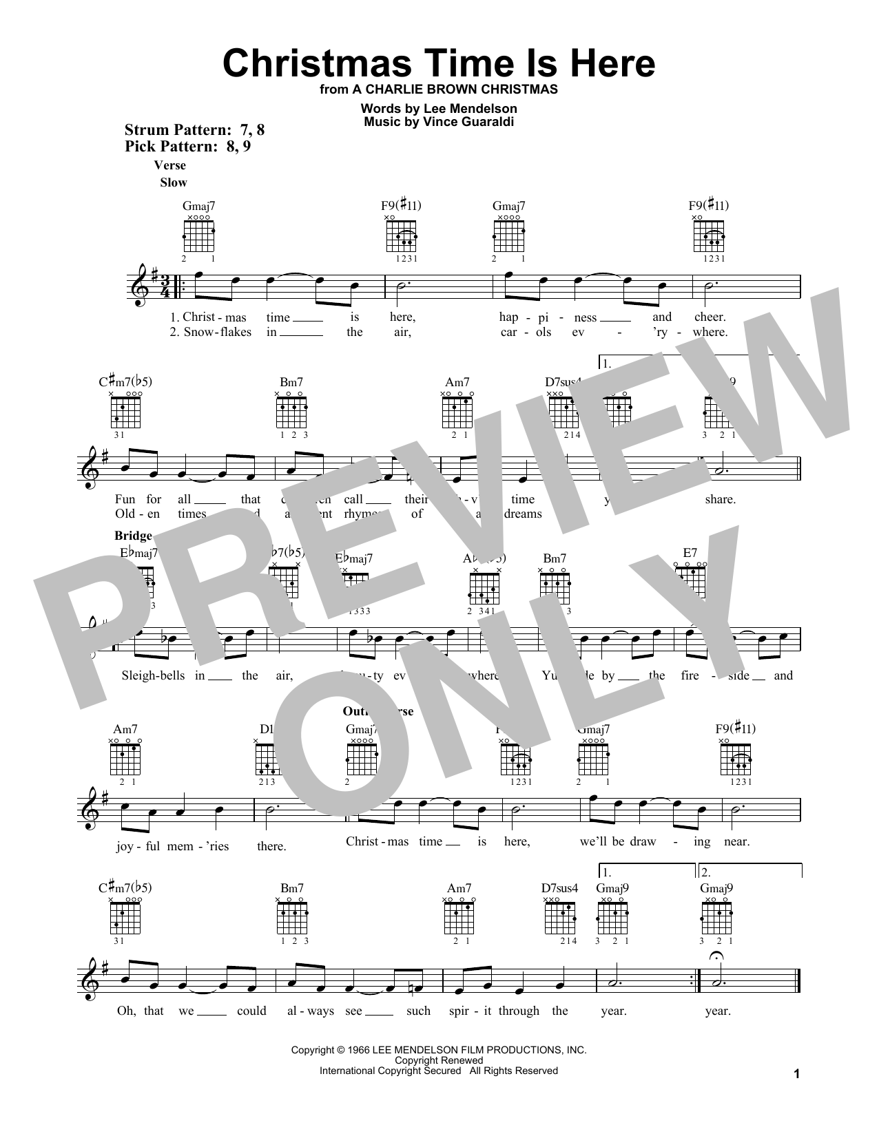 Lee Mendelson Christmas Time Is Here sheet music notes and chords. Download Printable PDF.