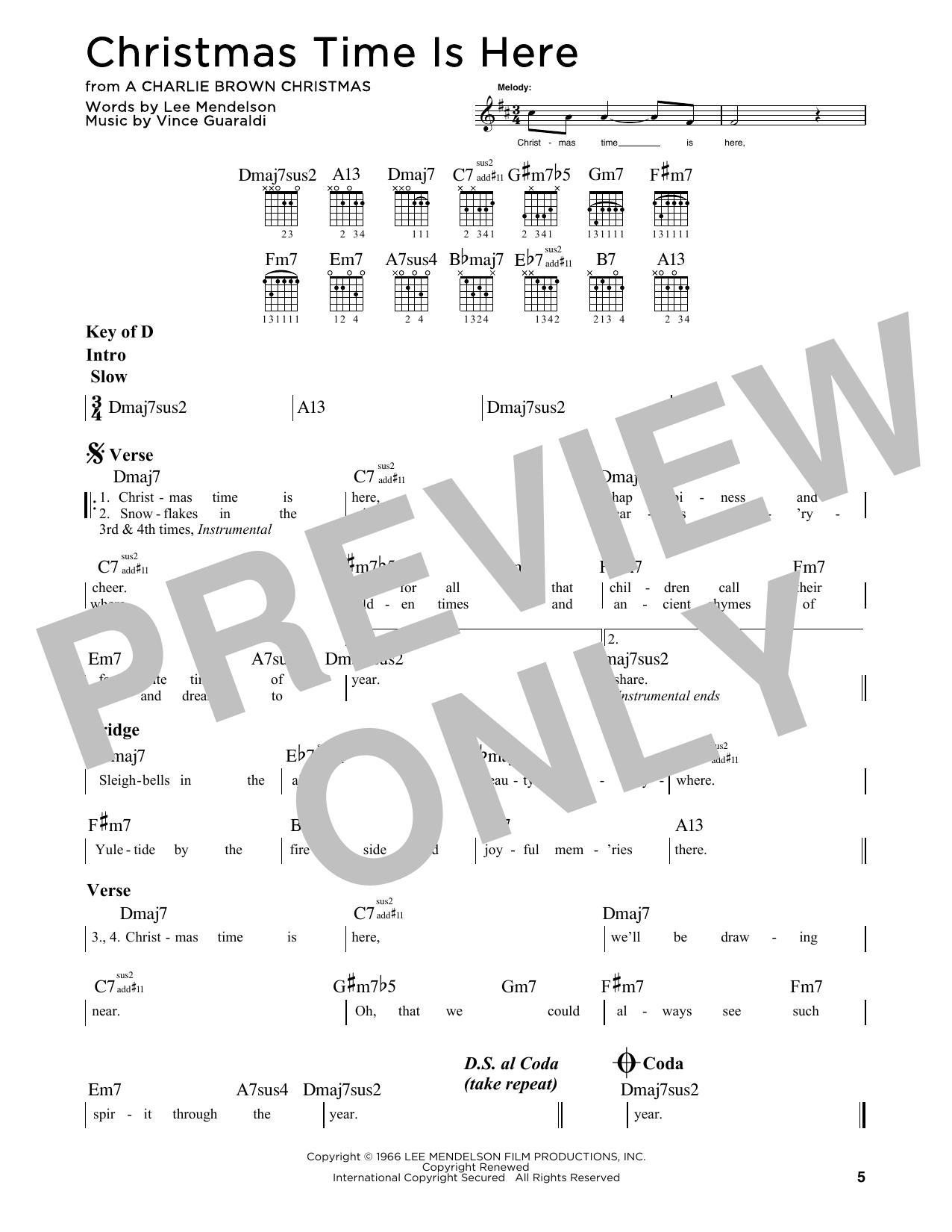 Vince Guaraldi Christmas Time Is Here sheet music notes and chords. Download Printable PDF.