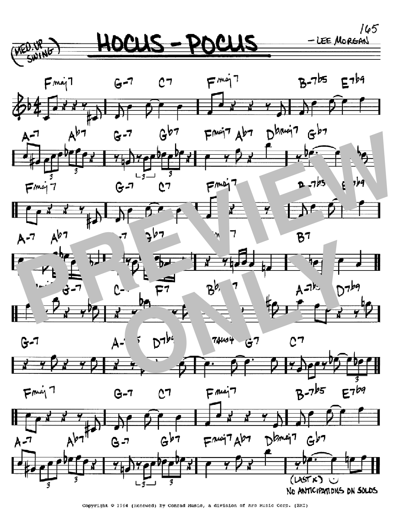 Learn to play Lee Morgan Hocus-Pocus sheet music for Real Book – Melody & Chords – C Instruments in minutes. Price: 5.9900$ Lee Morgan Hocus-Pocus sheet music notes and chords arranged for Real Book – Melody & Chords – C Instruments