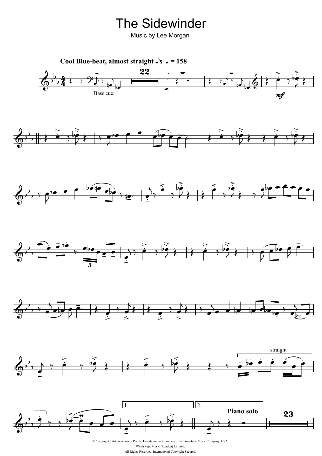 Lee Morgan The Sidewinder sheet music notes and chords. Download Printable PDF.