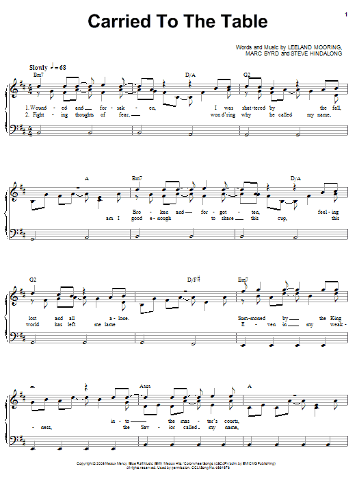 Leeland Carried To The Table sheet music notes and chords. Download Printable PDF.