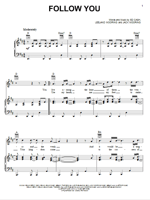 Learn to play Leeland with Brandon Heath Follow You sheet music for Piano, Vocal & Guitar Chords (Right-Hand Melody) in minutes. Price: 7.8900$ Leeland with Brandon Heath Follow You sheet music notes and chords arranged for Piano, Vocal & Guitar Chords (Right-Hand Melody)