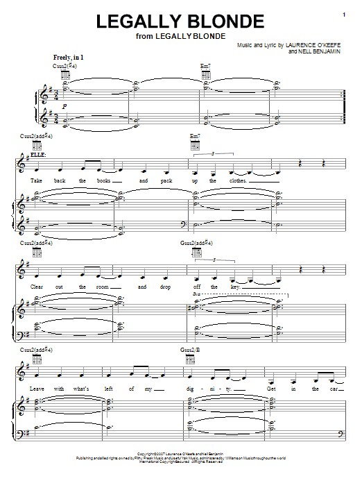 Legally Blonde The Musical Legally Blonde sheet music notes and chords. Download Printable PDF.