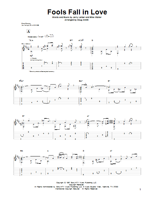 Leiber And Stoller Fools Fall In Love sheet music notes and chords. Download Printable PDF.