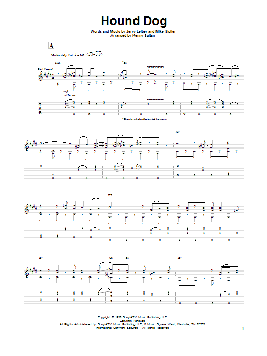 Leiber And Stoller Hound Dog sheet music notes and chords. Download Printable PDF.