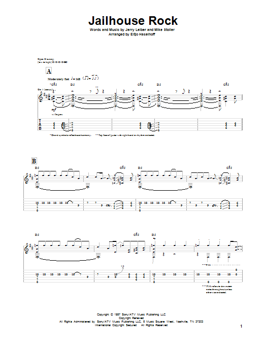 Leiber And Stoller Jailhouse Rock sheet music notes and chords. Download Printable PDF.