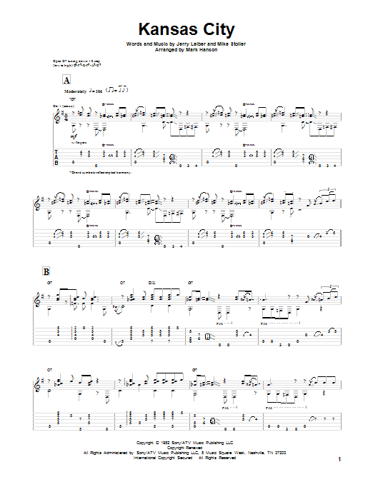 Leiber And Stoller Kansas City sheet music notes and chords. Download Printable PDF.