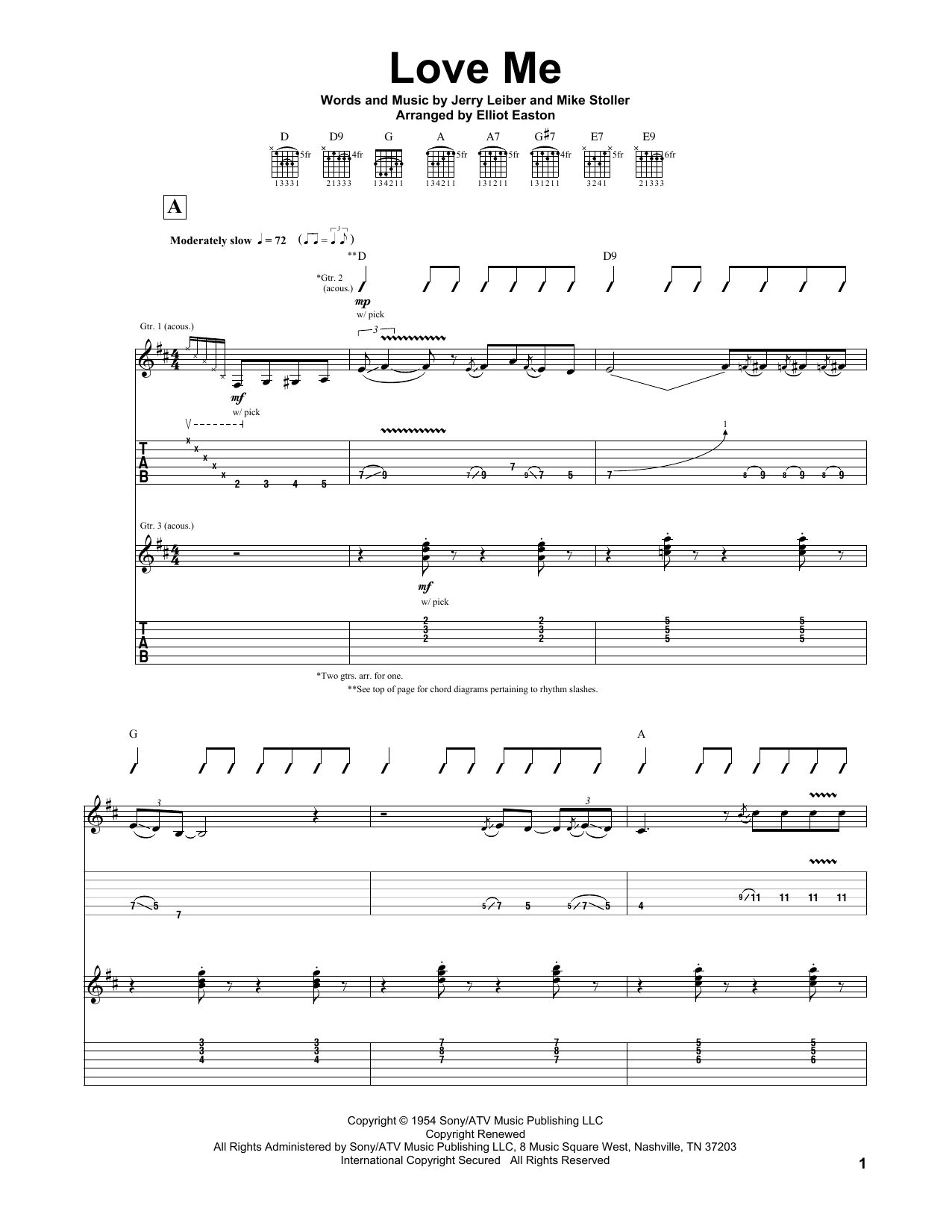 Leiber & Stoller Love Me sheet music notes and chords. Download Printable PDF.