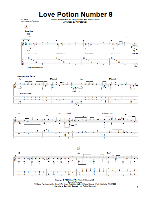 Leiber And Stoller Love Potion Number 9 sheet music notes and chords. Download Printable PDF.