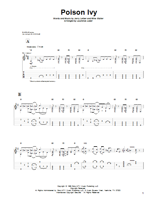 Leiber And Stoller Poison Ivy sheet music notes and chords. Download Printable PDF.