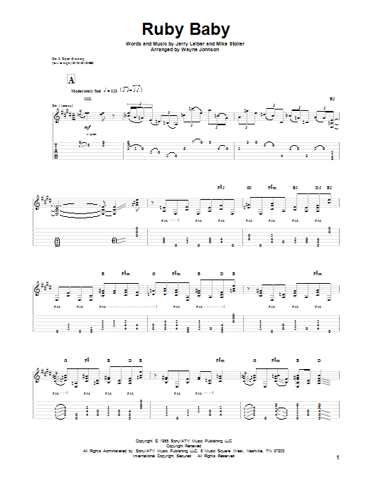 Leiber And Stoller Ruby Baby sheet music notes and chords. Download Printable PDF.