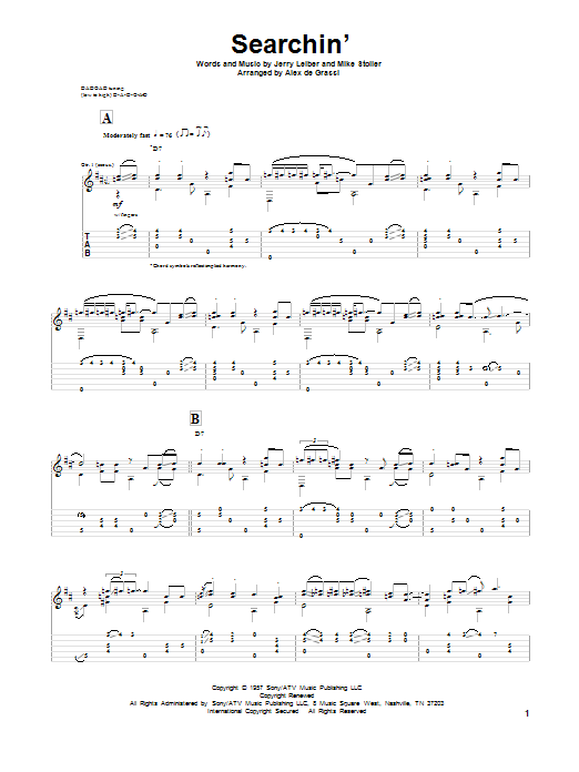 Leiber And Stoller Searchin' sheet music notes and chords. Download Printable PDF.