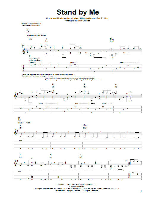 Leiber And Stoller Stand By Me sheet music notes and chords arranged for Solo Guitar