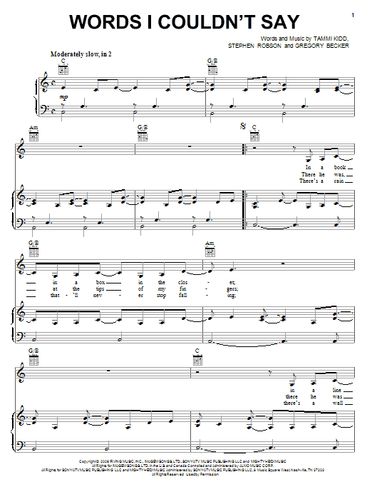 Learn to play Leighton Meester Words I Couldn't Say sheet music for Piano, Vocal & Guitar Chords (Right-Hand Melody) in minutes. Price: 7.8900$ Leighton Meester Words I Couldn't Say sheet music notes and chords arranged for Piano, Vocal & Guitar Chords (Right-Hand Melody)