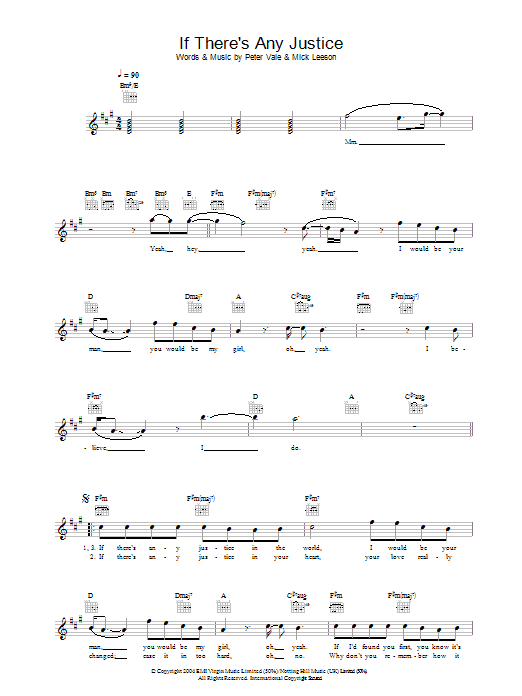 Lemar If There's Any Justice sheet music notes and chords. Download Printable PDF.