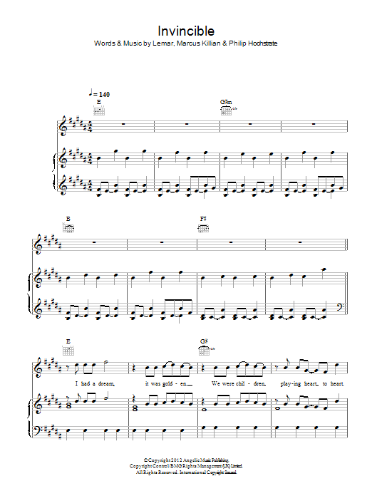 Lemar Invincible sheet music notes and chords. Download Printable PDF.