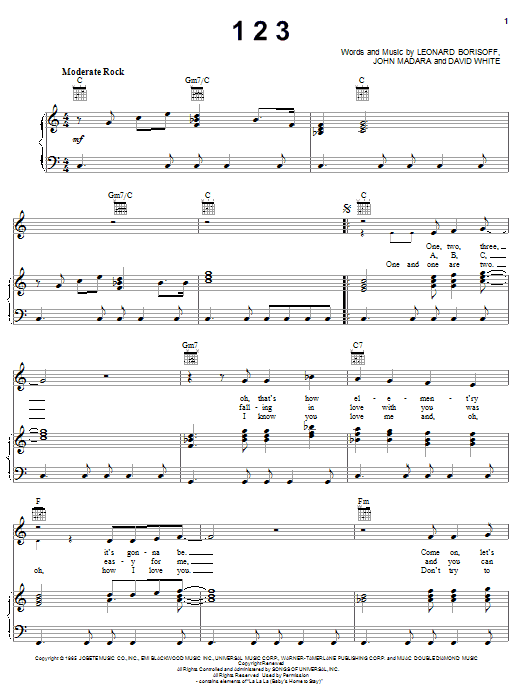 Len Barry 1 2 3 sheet music notes and chords. Download Printable PDF.