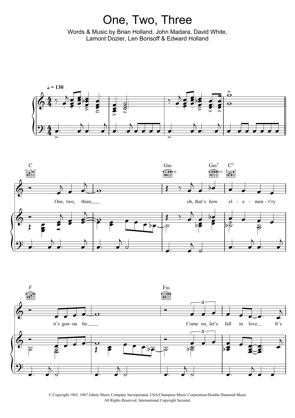 Learn to play Len Barry 1 2 3 sheet music for Piano, Vocal & Guitar Chords in minutes. Price: 7.8900$ Len Barry 1 2 3 sheet music notes and chords arranged for Piano, Vocal & Guitar Chords