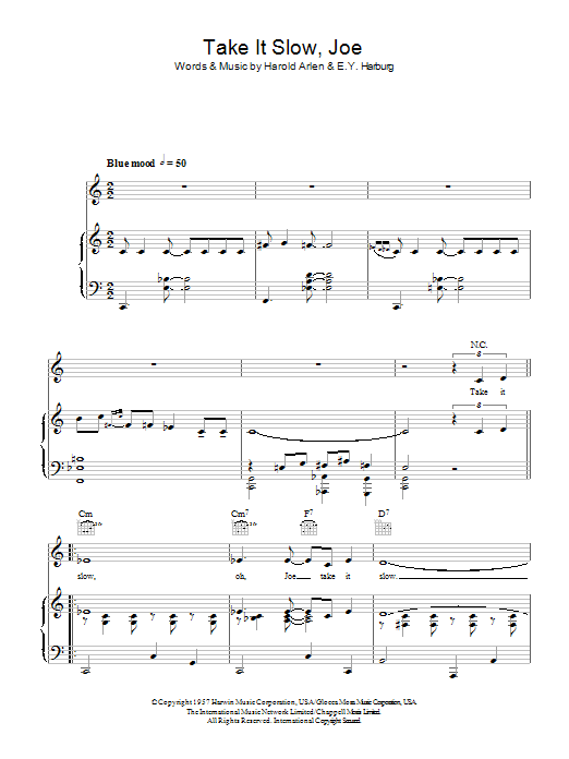 Learn to play Lena Horne Take It Slow, Joe sheet music for Piano, Vocal & Guitar Chords in minutes. Price: 7.8900$ Lena Horne Take It Slow, Joe sheet music notes and chords arranged for Piano, Vocal & Guitar Chords