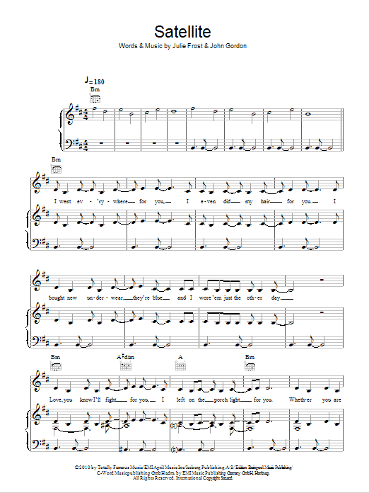 Lena Meyer-Landrut Satellite sheet music notes and chords. Download Printable PDF.