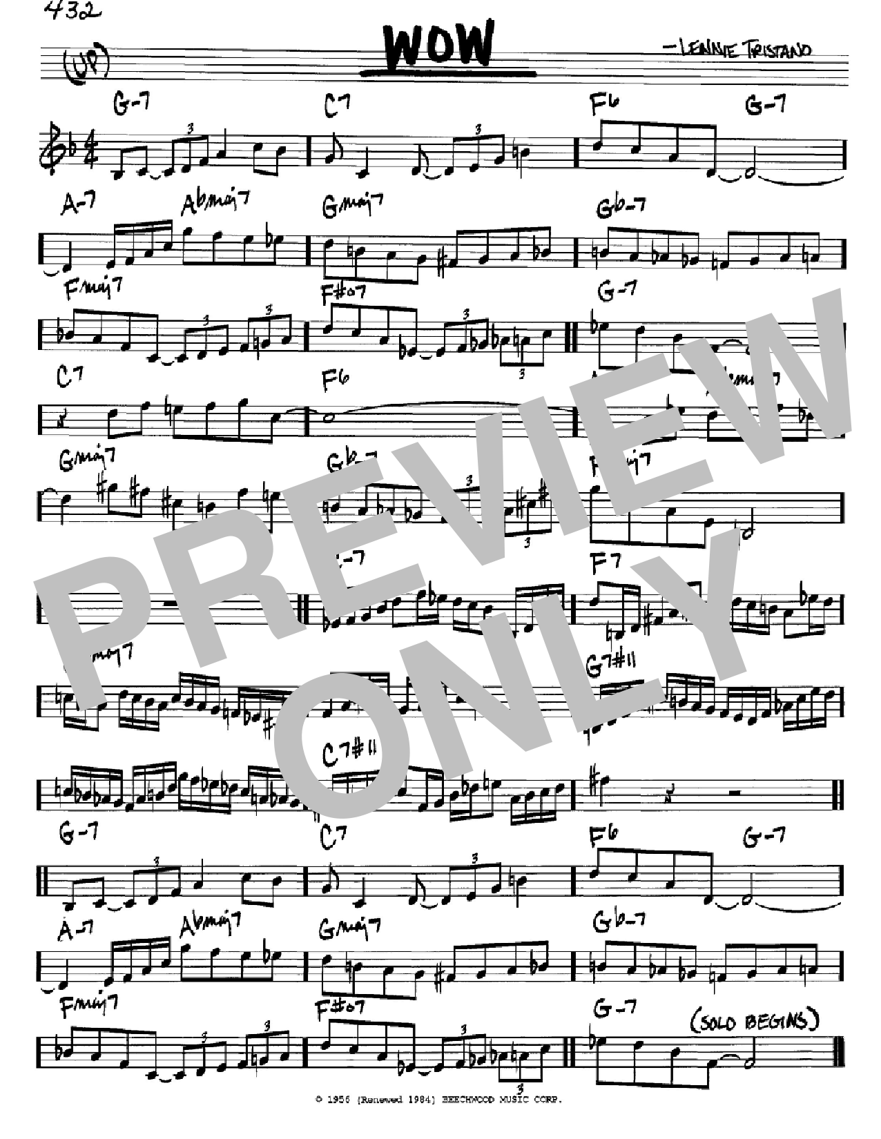 Lennie Tristano Wow sheet music notes and chords arranged for Real Book – Melody & Chords – C Instruments