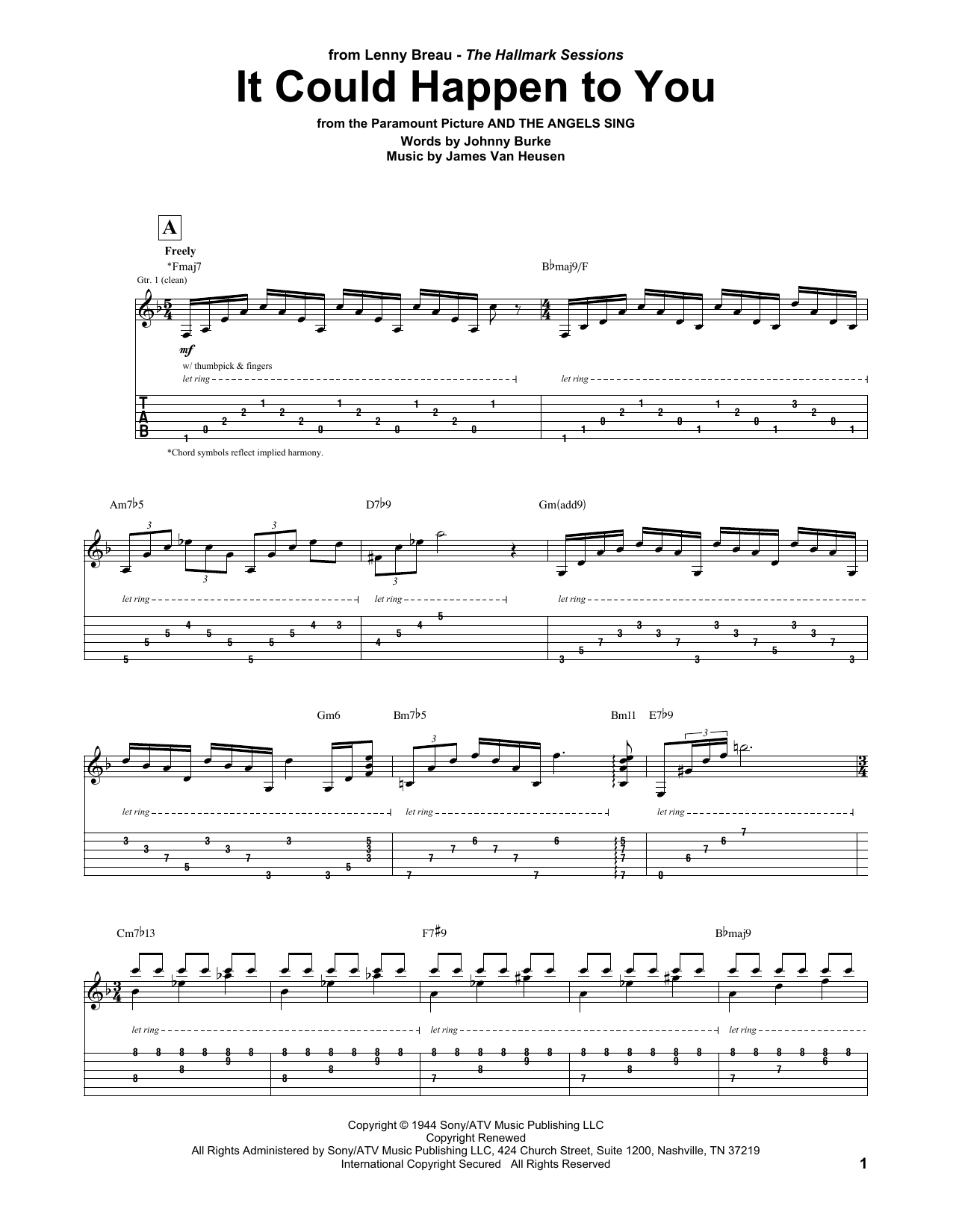 Learn to play Lenny Breau It Could Happen To You sheet music for Guitar Tab in minutes. Price: 7.8900$ Lenny Breau It Could Happen To You sheet music notes and chords arranged for Guitar Tab