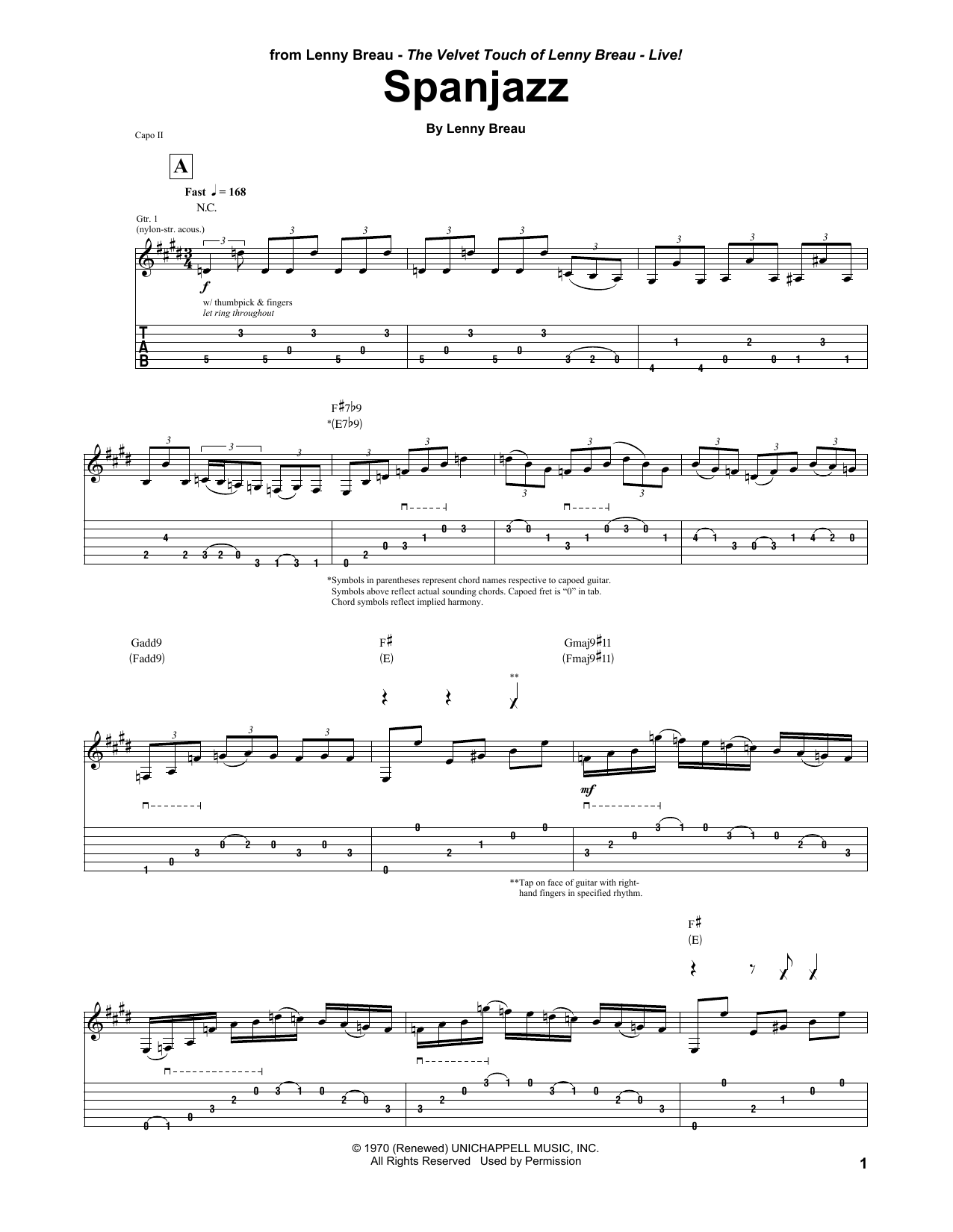 Learn to play Lenny Breau Spanjazz sheet music for Guitar Tab in minutes. Price: 7.8900$ Lenny Breau Spanjazz sheet music notes and chords arranged for Guitar Tab