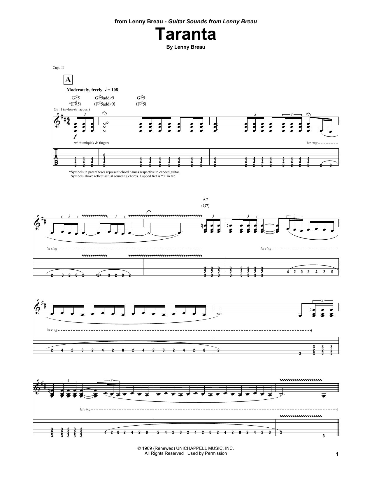 Learn to play Lenny Breau Taranta sheet music for Guitar Tab in minutes. Price: 7.8900$ Lenny Breau Taranta sheet music notes and chords arranged for Guitar Tab